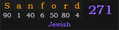 "Sanford" = 271 (Jewish)