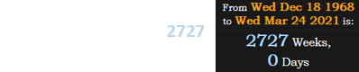 Craig Grant was exactly 2727 weeks old when he died: