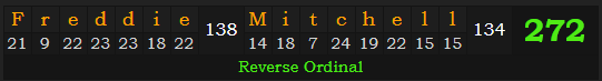 "Freddie Mitchell" = 272 (Reverse Ordinal)