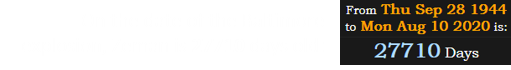 On the date of the Baltimore explosion, Zeman is 27710 days old: