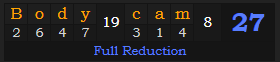 "Body cam" = 27 (Full Reduction)