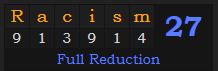 "Racism" = 27 (Full Reduction)