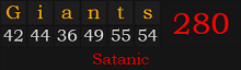 "Giants" = 280 (Satanic)