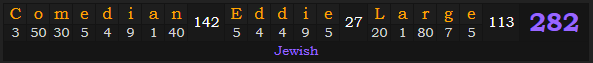 "Comedian Eddie Large" = 282 (Jewish)