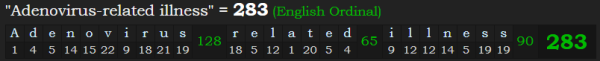 "Adenovirus-related illness" = 283 (English Ordinal)