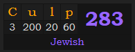 "Culp" = 283 (Jewish)