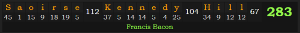 "Saoirse Kennedy Hill" = 283 (Francis Bacon)