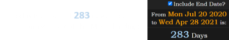 Today is a span of 283 days since the anniversary of the Moon landing: