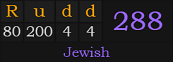 "Rudd" = 288 (Jewish)