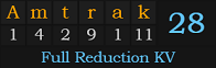 "Amtrak" = 28 (Full Reduction KV)