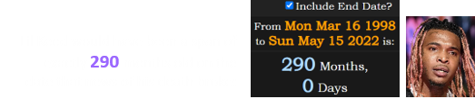 Lil Keed would have been a span of exactly 290 months old on the date that news of his death broke: