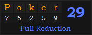 "Poker" = 29 (Full Reduction)