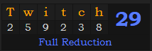 "Twitch" = 29 (Full Reduction)
