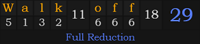 "Walk-off" = 29 (Full Reduction)