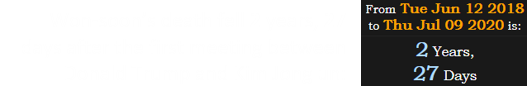 Won-soon’s death fell 2 years, 27 days after the first meeting between Donald Trump and Kim Jong un: