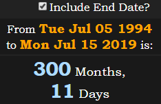 300 Months, 11 Days