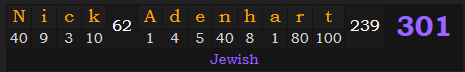 "Nick Adenhart" = 301 (Jewish)