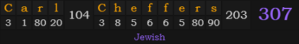 "Carl Cheffers" = 307 (Jewish)