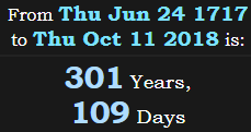 301 Years, 109 Days