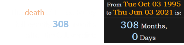 The death of F. Lee Bailey fell exactly 308 months after the O.J. verdict: