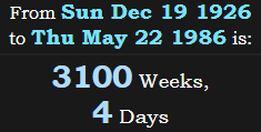 3100 Weeks, 4 Days