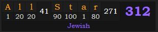 "All-Star" = 312 (Jewish)