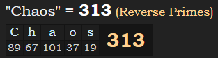 "Chaos" = 313 (Reverse Primes)