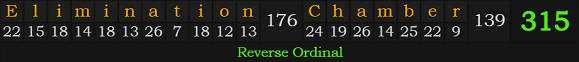 "Elimination Chamber" = 315 (Reverse Ordinal)