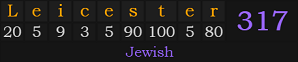 "Leicester" = 317 (Jewish)