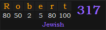"Robert" = 317 (Jewish)