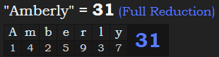 "Amberly" = 31 (Full Reduction)