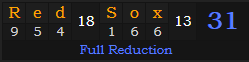 "Red Sox" = 31 (Full Reduction)