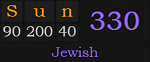 "Sun" = 330 (Jewish)