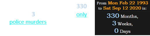 The shooting was exactly 330 months, 3 weeks after the only police murders in the history of the Compton Police Department: