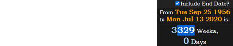 Hyneman was also exactly 3,329 weeks old when Grant died: