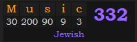 "Music" = 332 (Jewish)