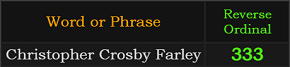 Christopher Crosby Farley = 333 Reverse