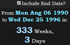 333 Weeks, 3 Days