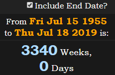 3340 Weeks, 0 Days