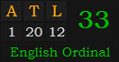 "ATL" = 33 (English Ordinal)