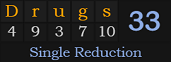 "Drugs" = 33 (Single Reduction)