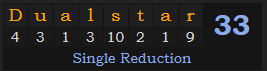 "Dualstar" = 33 (Single Reduction)