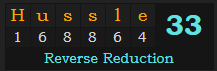 "Hussle" = 33 (Reverse Reduction)
