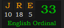 "JRE" = 33 (English Ordinal)