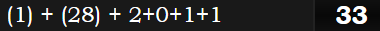 (1) + (28) + 2+0+1+1 = 33