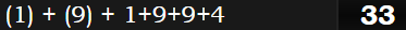 (1) + (9) + 1+9+9+4 = 33