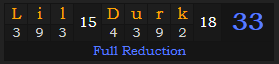 "Lil Durk" = 33 (Full Reduction)