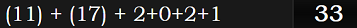 (11) + (17) + 2+0+2+1 = 33