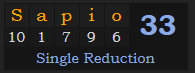 "Sapio" = 33 (Single Reduction)