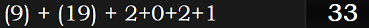 (9) + (19) + 2+0+2+1 = 33